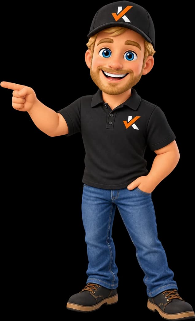 Zack, the MyKNOVA mascot, pointing at the app