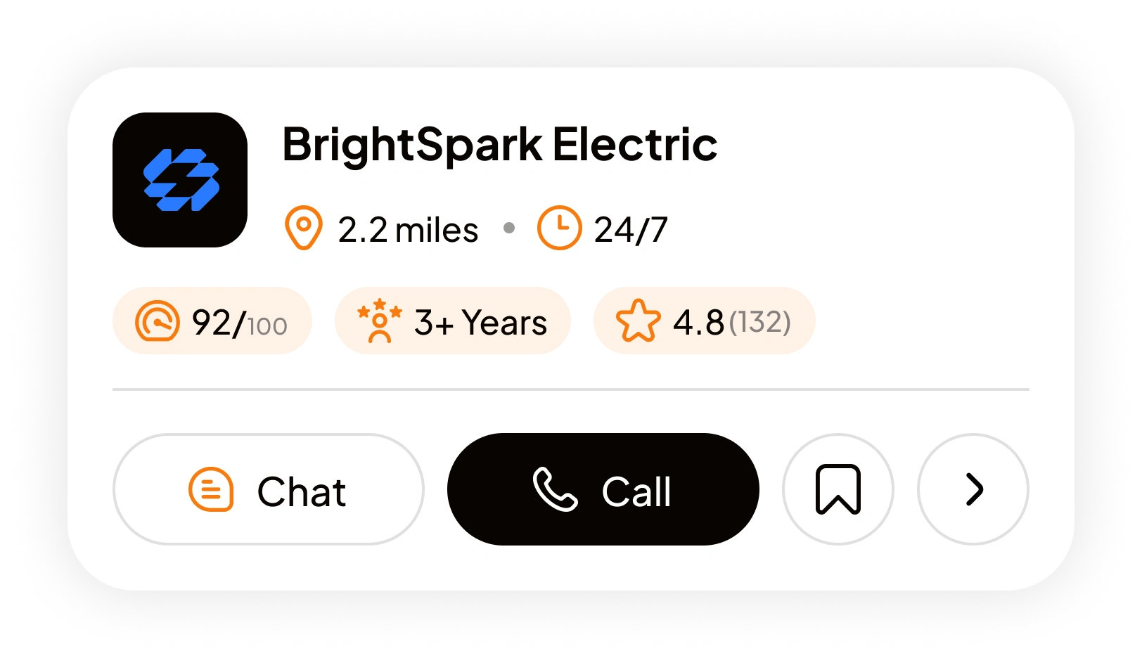 BrightSpark Electric vendor card